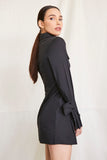 Black Trumpet-Sleeve Shirt Mini Dress 2