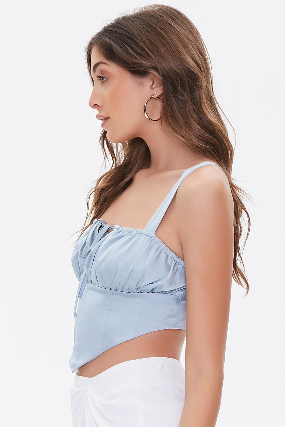 Dustyblue Ruched Crop Top 1