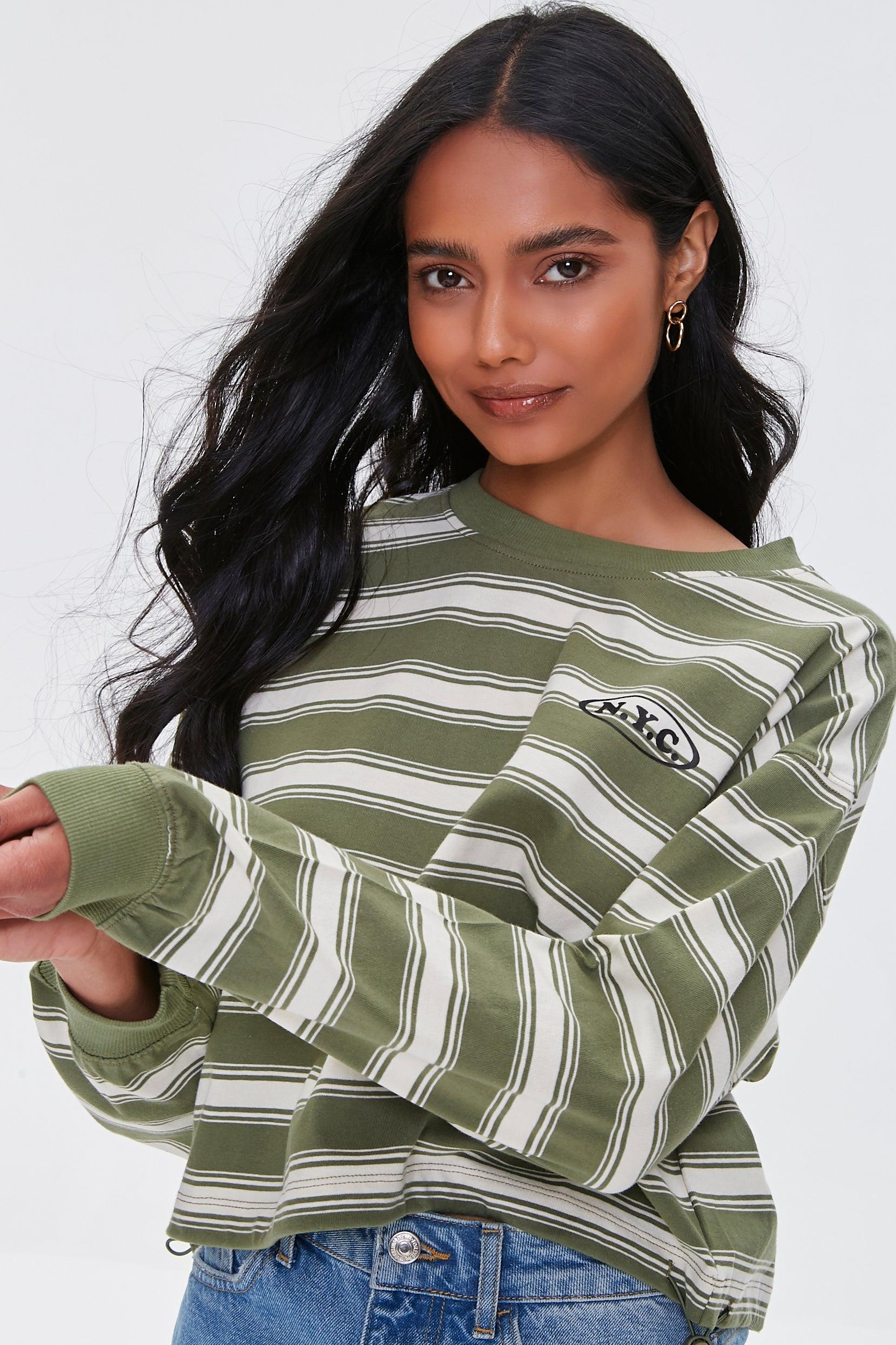 Olivemulti NYC Graphic Striped Pullover 