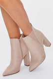 Nude Faux Suede Pointed Toe Booties 3