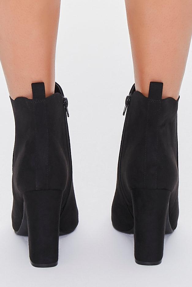 Black Faux Suede Pointed Toe Booties 1