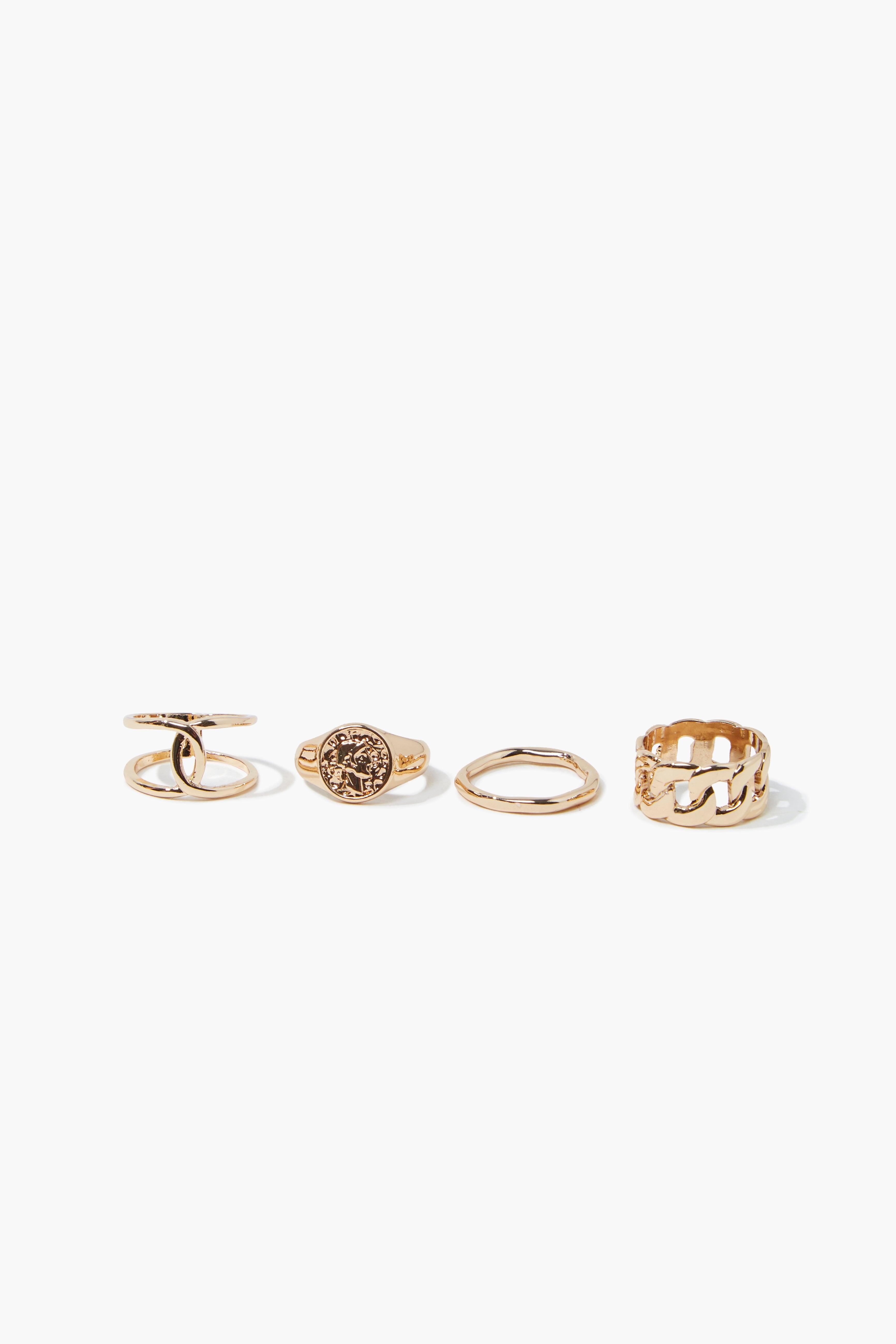 Gold High-Polish Cutout Ring Set 