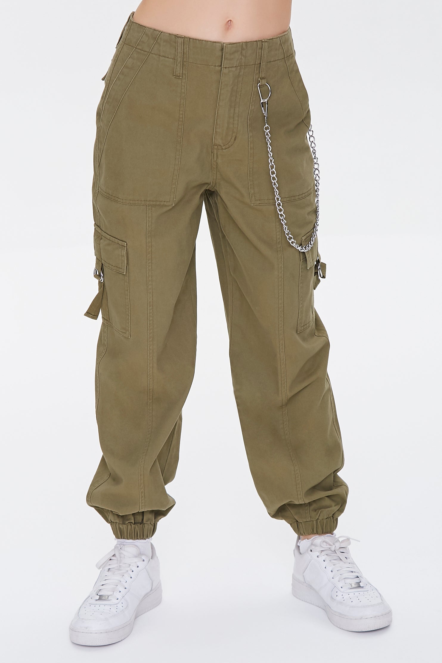 Olive Wallet Chain Cargo Joggers 1