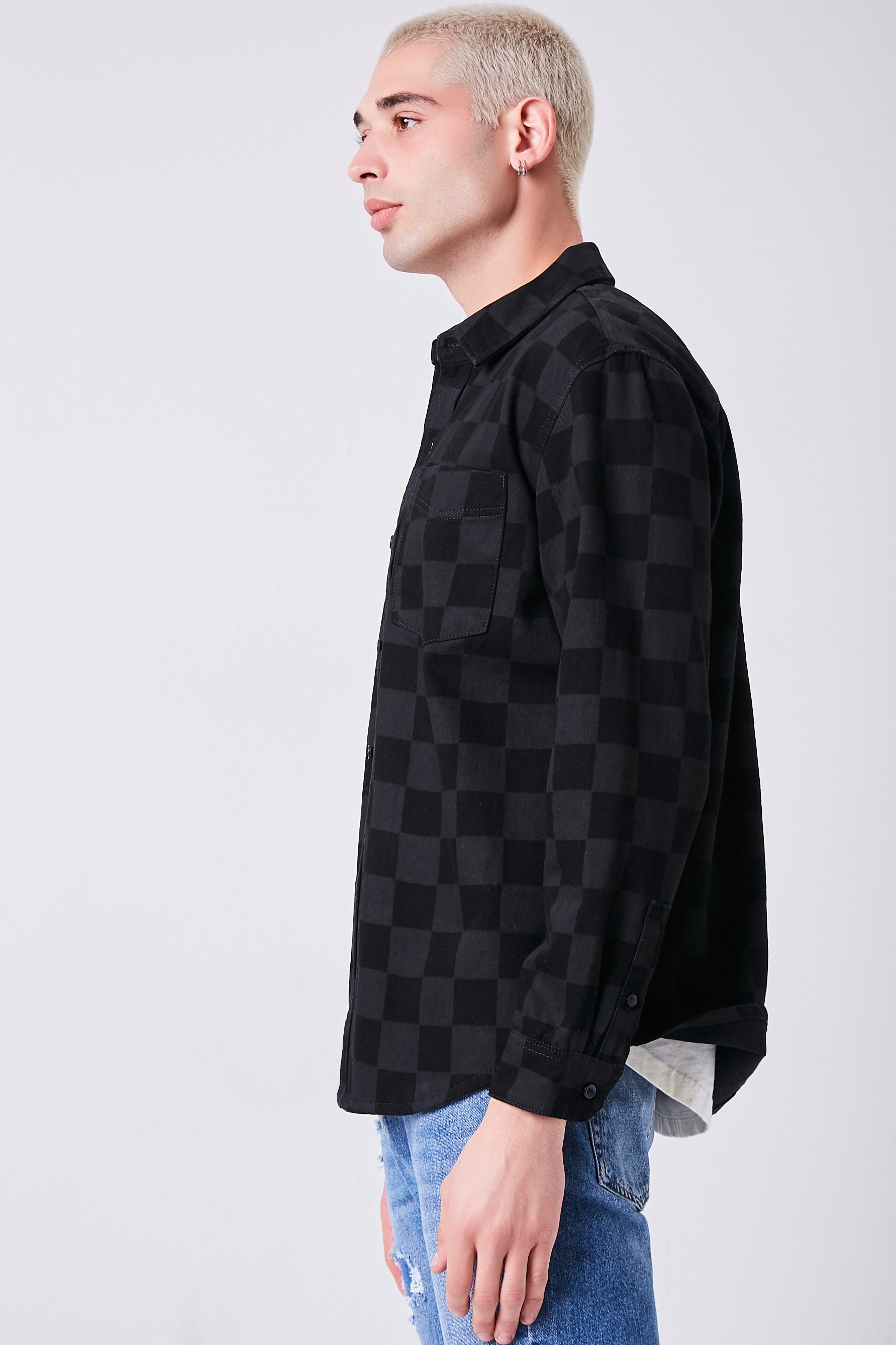 Blackgrey Checkered Button-Front Shirt 1