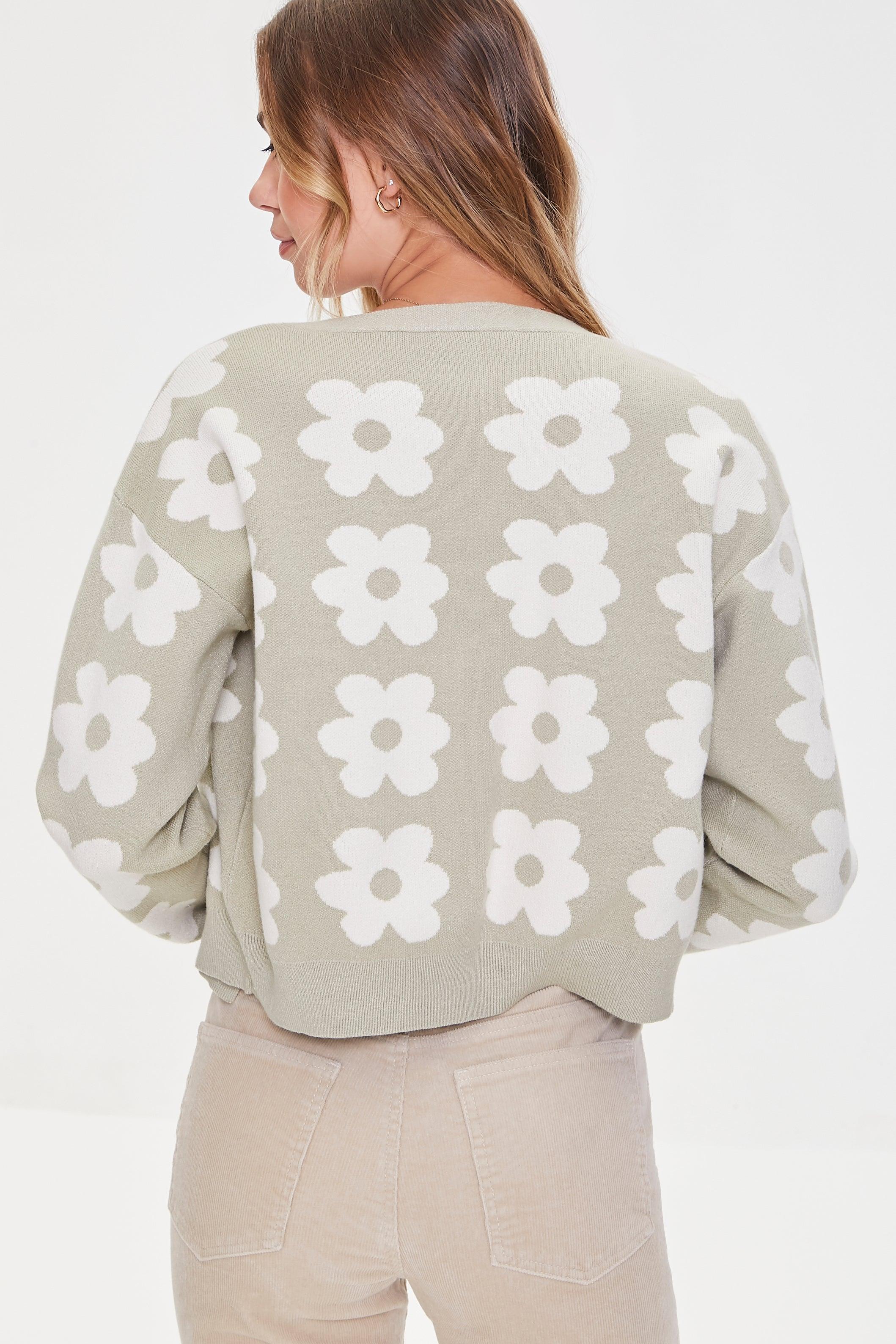 Sagecream Floral Print Cardigan Sweater 4