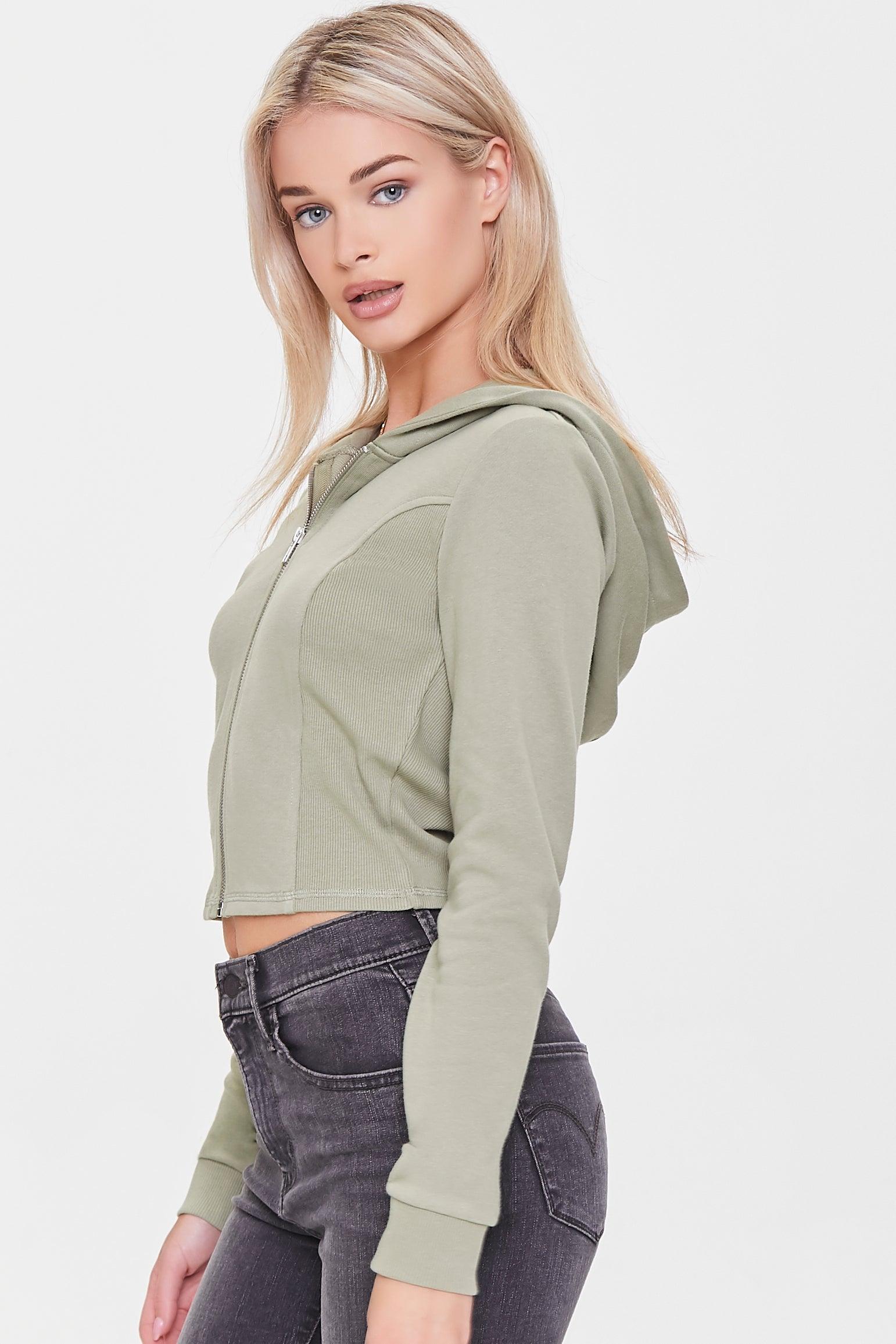 Sage French Terry Cropped Hoodie 2