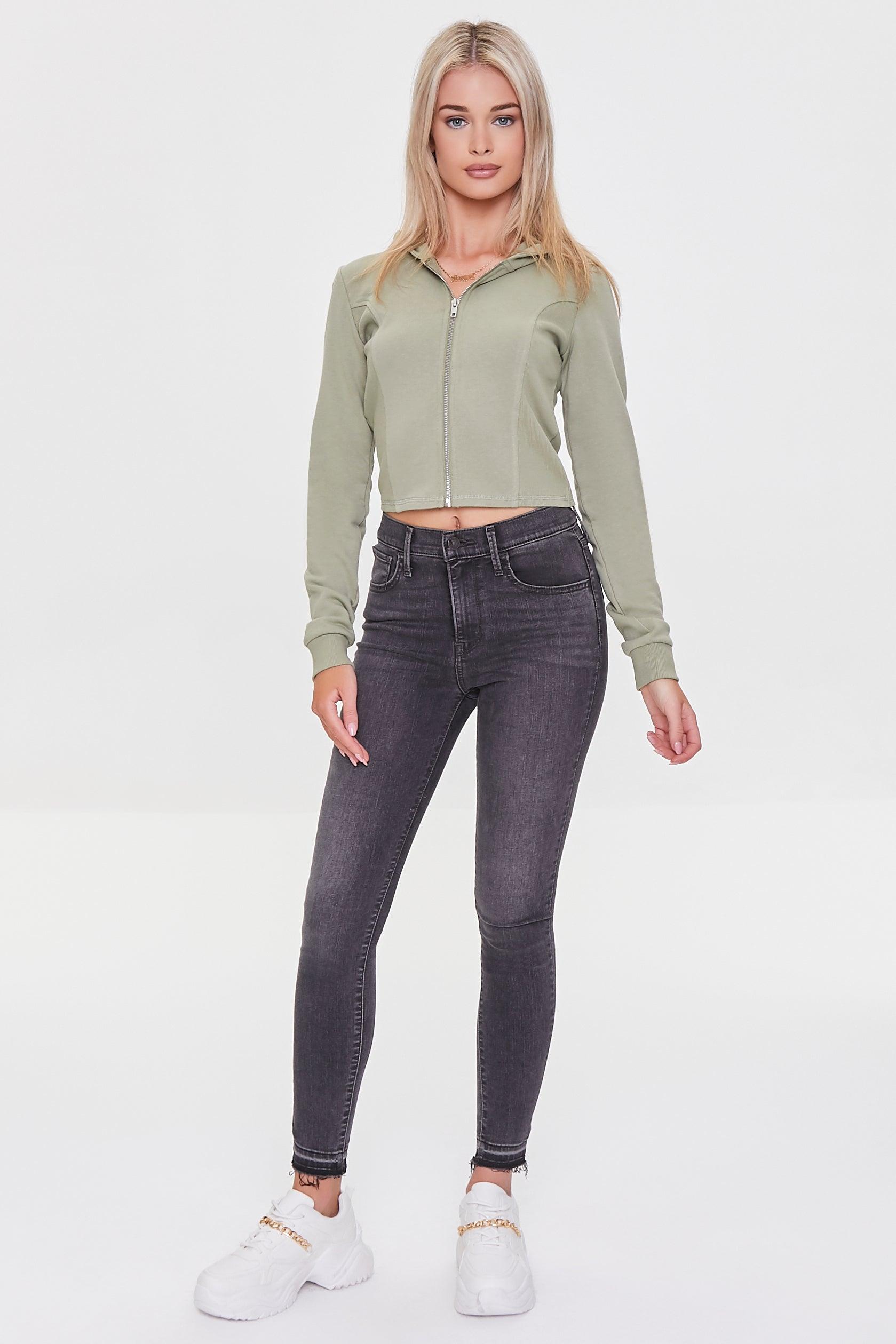 Sage French Terry Cropped Hoodie 