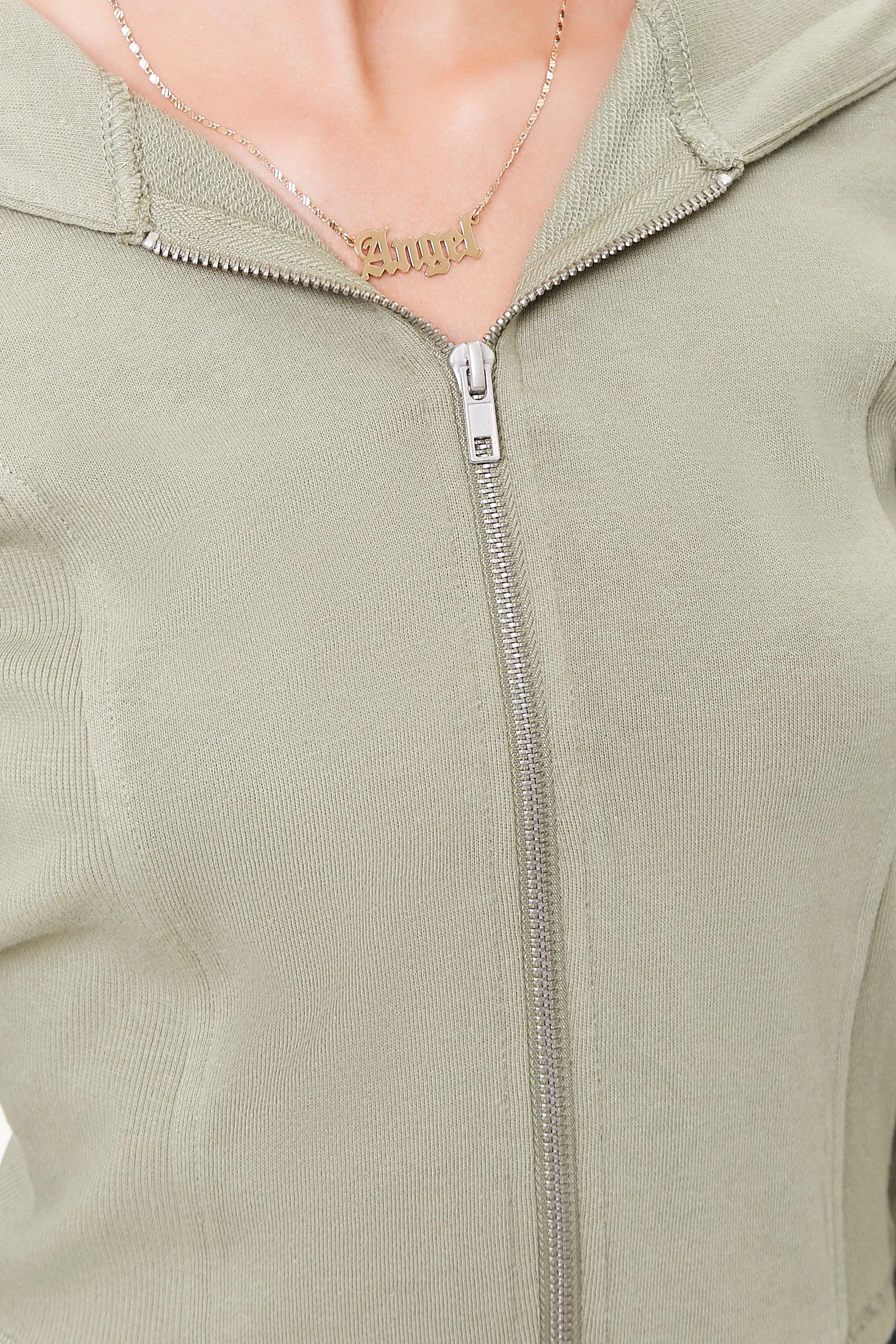 Sage French Terry Cropped Hoodie 4