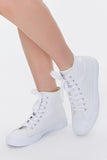 White Lace-Up High-Top Sneakers 1