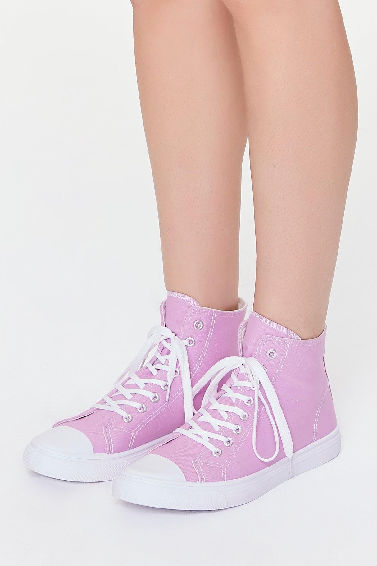 Lavender Lace-Up High-Top Sneakers 1
