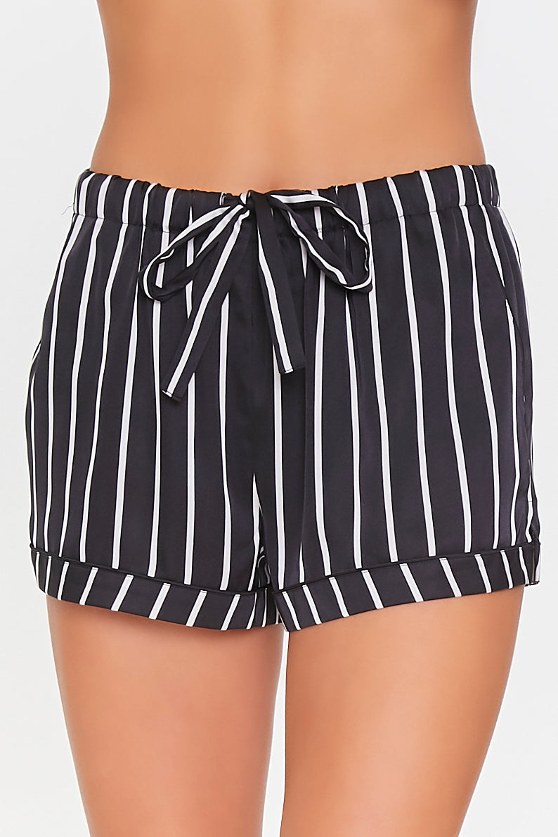 Blackcream Striped Shirt & Shorts Pajama Set 4