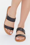 Black Dual-Strap Faux Leather Sandals 3