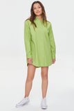 Green Mini Twill Shirt Dress 