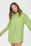 Green Mini Twill Shirt Dress 1