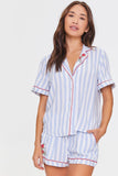 Cloudwhite Floral Striped Shirt & Shorts Pajama Set 2