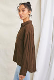 Brown High-Low Buttoned Shirt 7