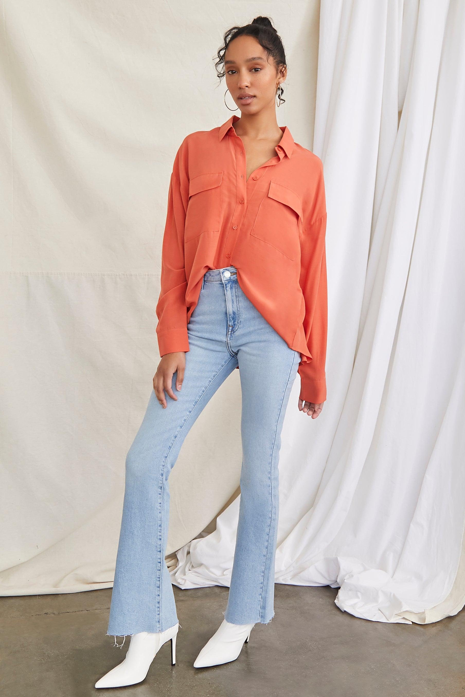 Ginger High-Low Buttoned Shirt 