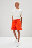 Red French Terry Drawstring Shorts 