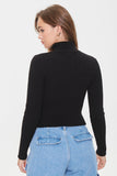 Black Ribbed Half-Zip Sweater 3