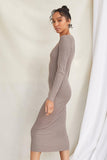 Taupe Ribbed Bodycon Midi Sweater Dress 2