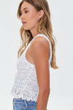 White Floral Lace Scalloped Top 2