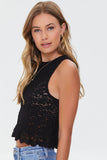 Black Floral Lace Scalloped Top 2