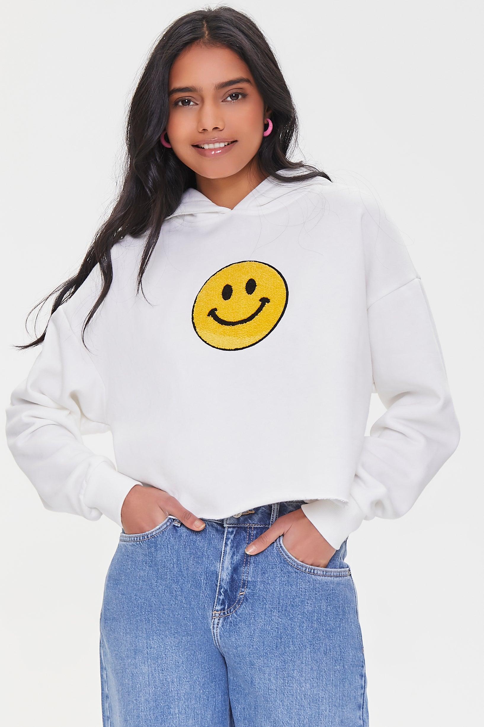 Whitemulti Happy Face Terrycloth Graphic Hoodie 2