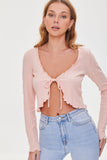 Seashellpink Tie-Front Ribbed Top 