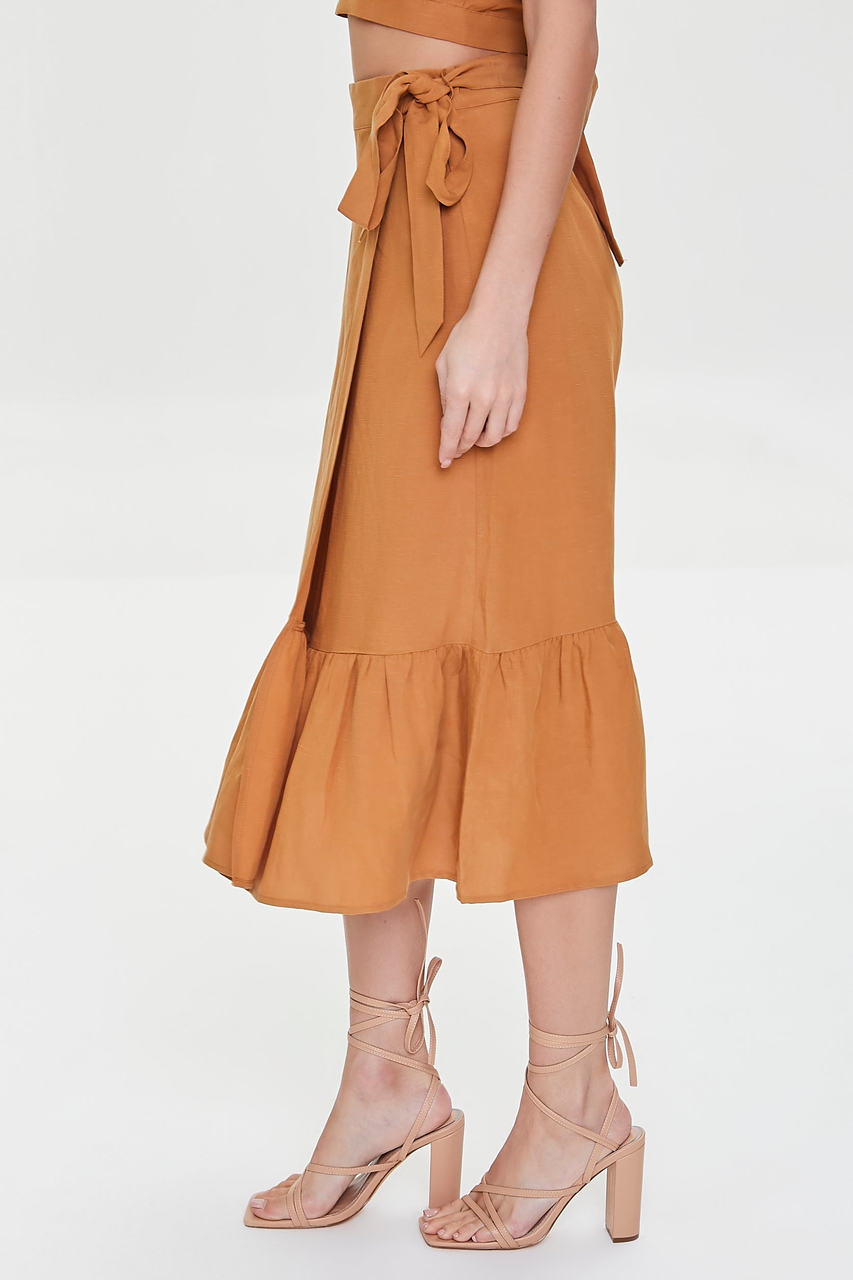 Maple Linen Flounce Midi Skirt 3