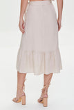 Cream Linen Flounce Midi Skirt 4