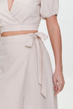 Cream Linen Flounce Midi Skirt 5