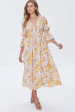 Whitemulti Floral Print Bell Sleeve Dress 3