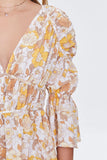 Whitemulti Floral Print Bell Sleeve Dress 4