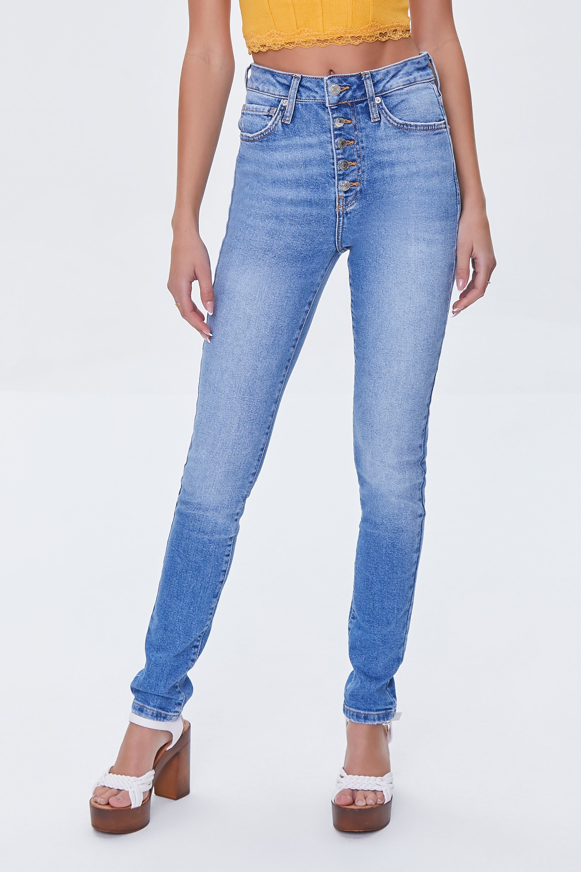 Mediumdenim Skinny High-Rise Long Jeans 1