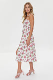 Whitemulti Floral Print Linen-Blend Midi Dress 1