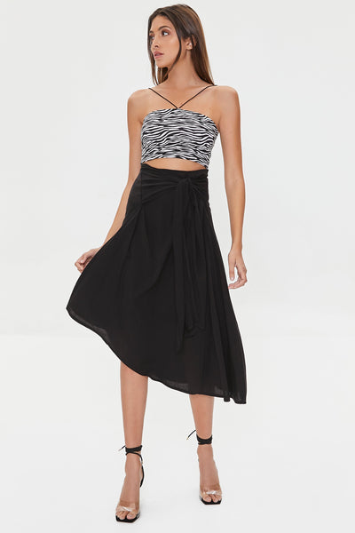 Shop For Knotted Sash Flowy Midi Skirt | Women - Skirts