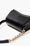 Black Faux Croc Leather Shoulder Bag 3
