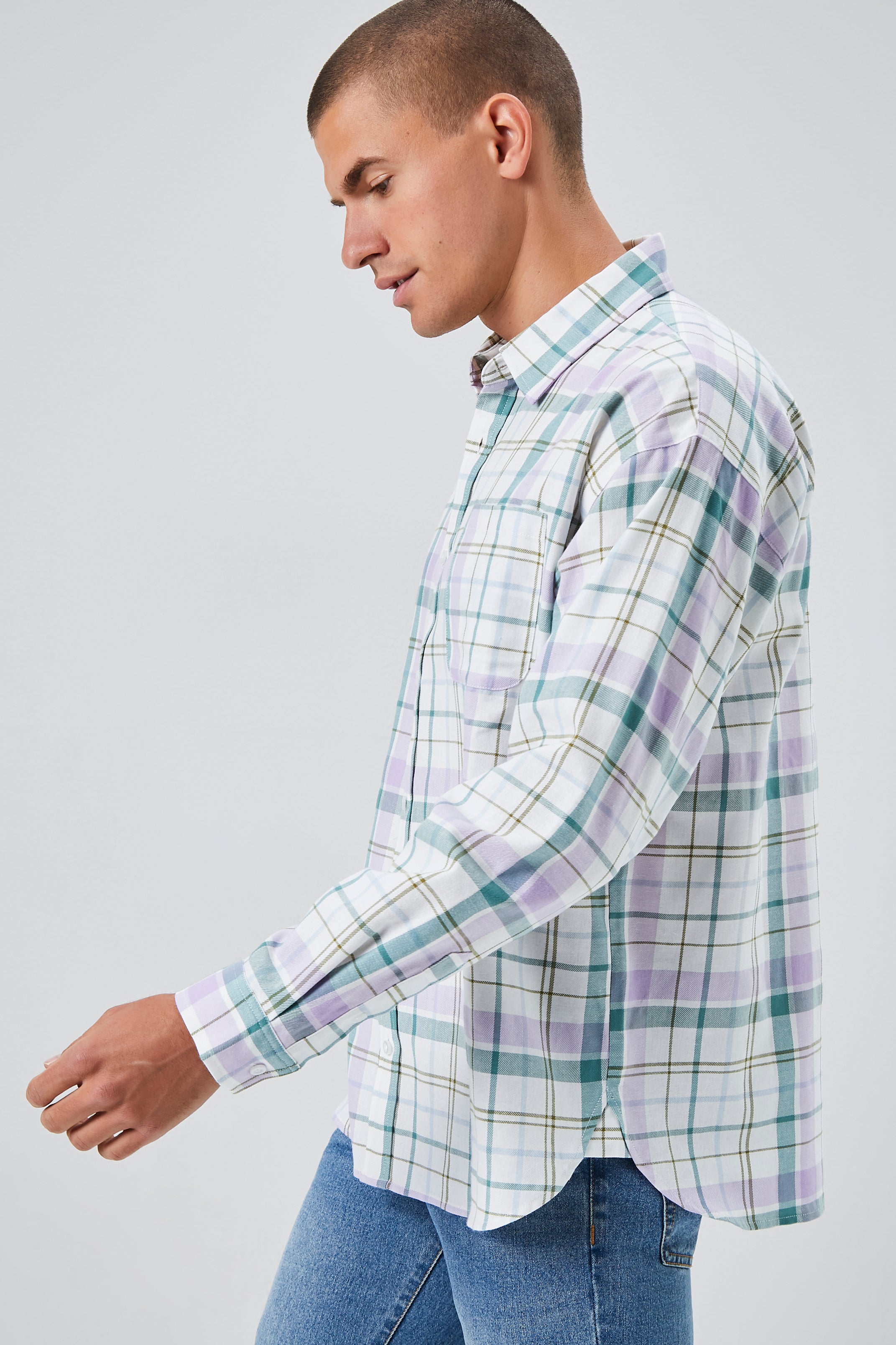 Whitemulti Plaid Linen-Blend Shirt 1