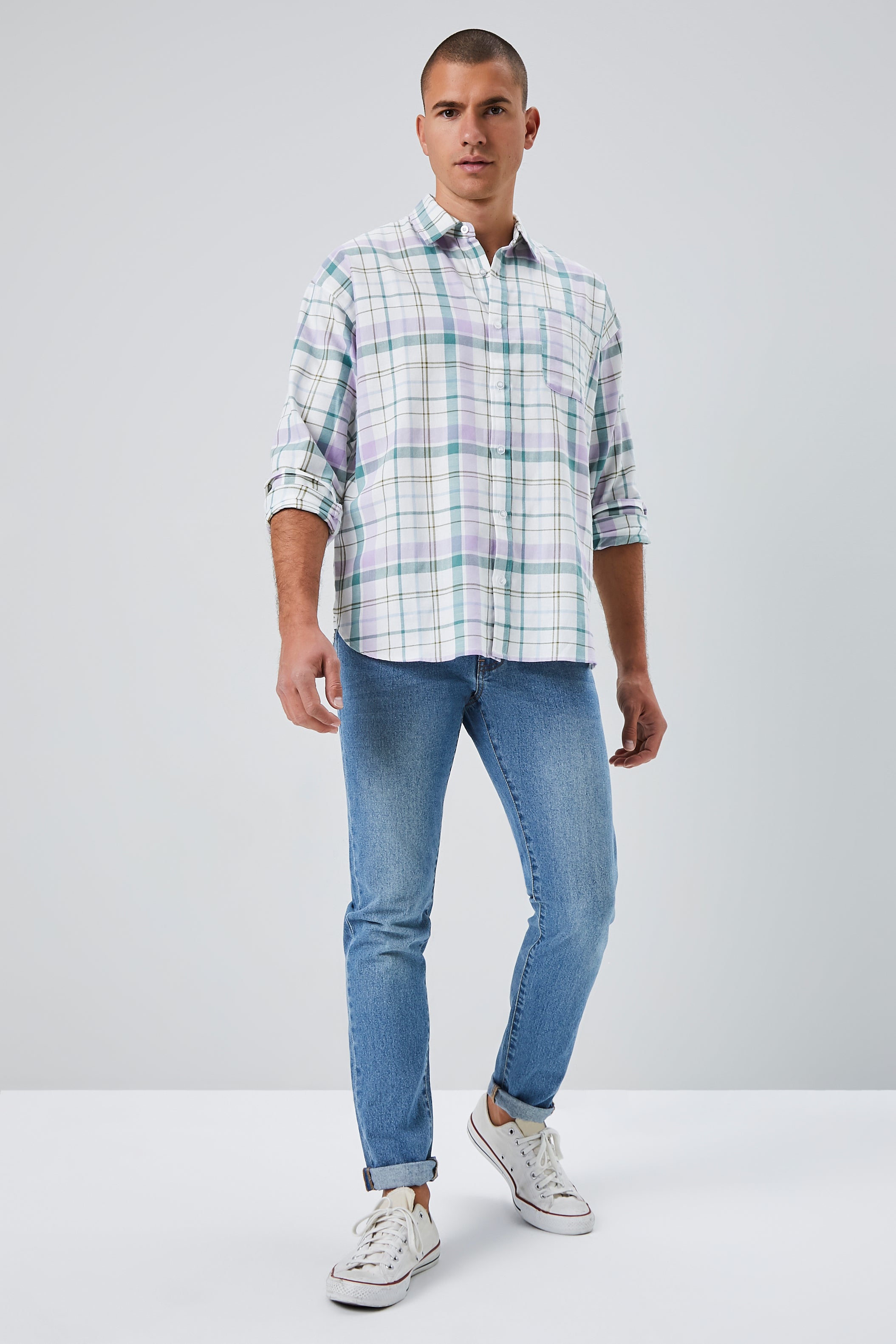 Whitemulti Plaid Linen-Blend Shirt 3