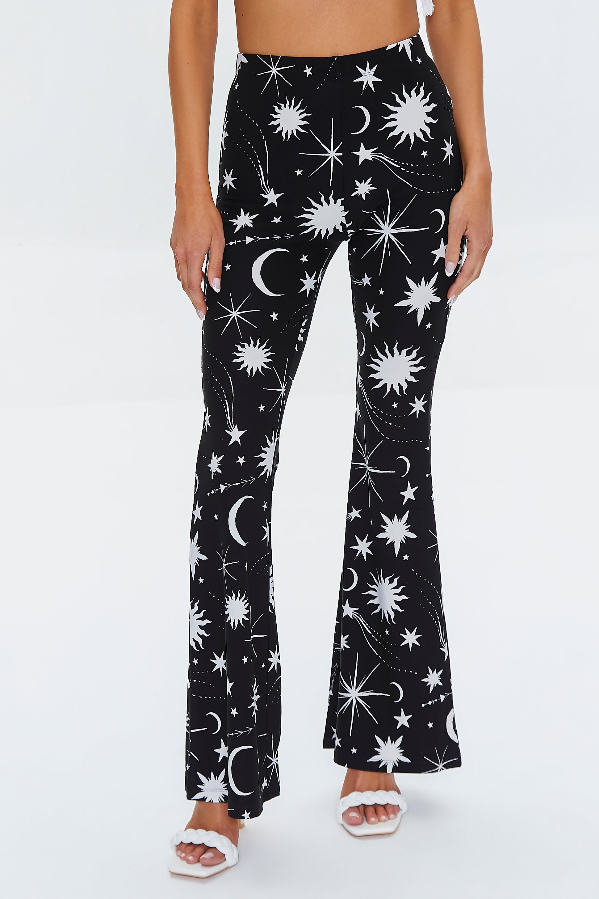 Blackwhite Celestial Print Flare Pants 5