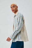 Taupemulti Reworked Striped Button-Front Shirt 4