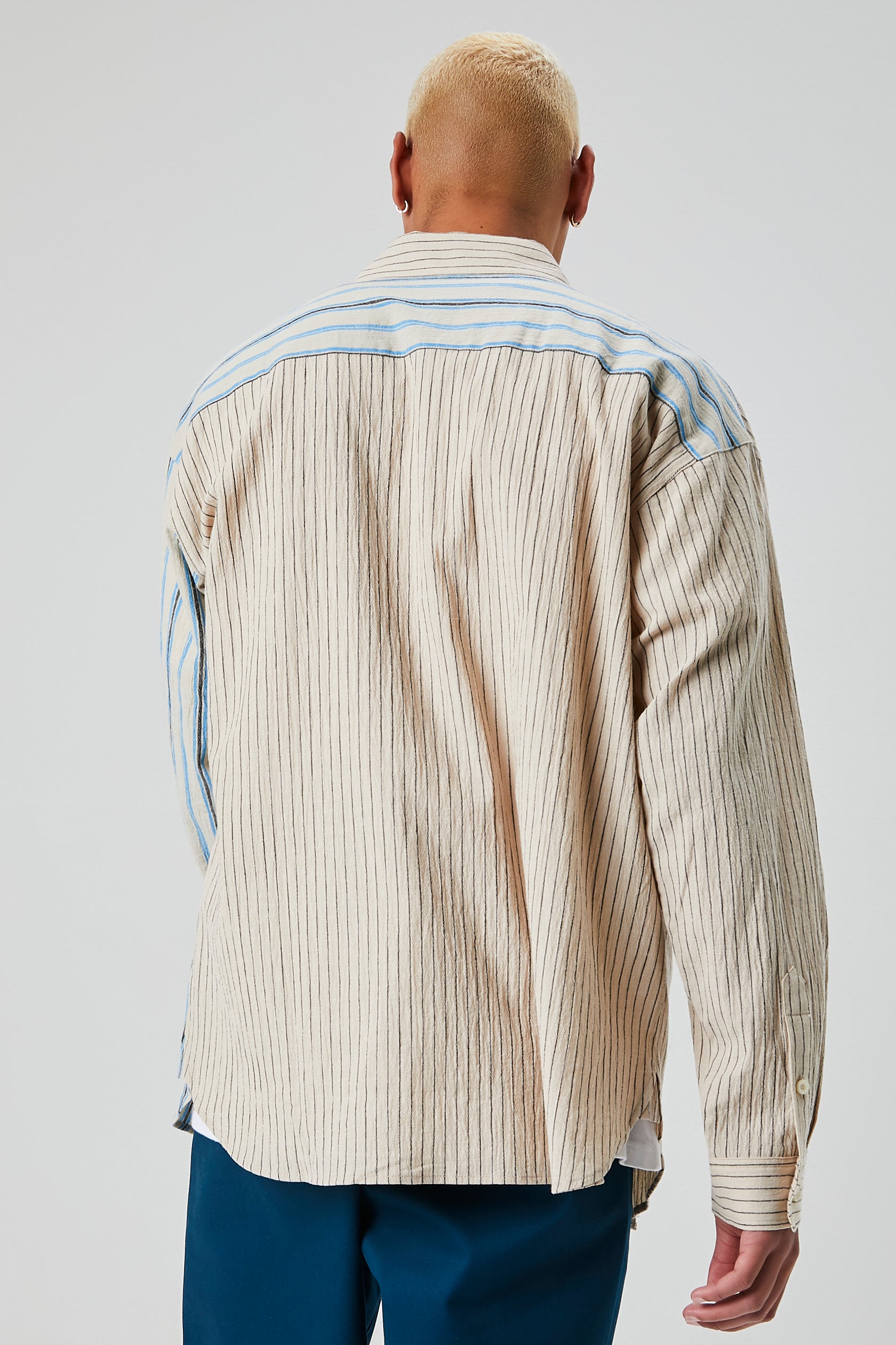 Taupemulti Reworked Striped Button-Front Shirt 5
