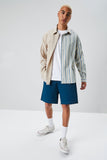 Taupemulti Reworked Striped Button-Front Shirt 1