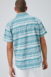 Whitegreen Wave Print Button-Front Shirt 3