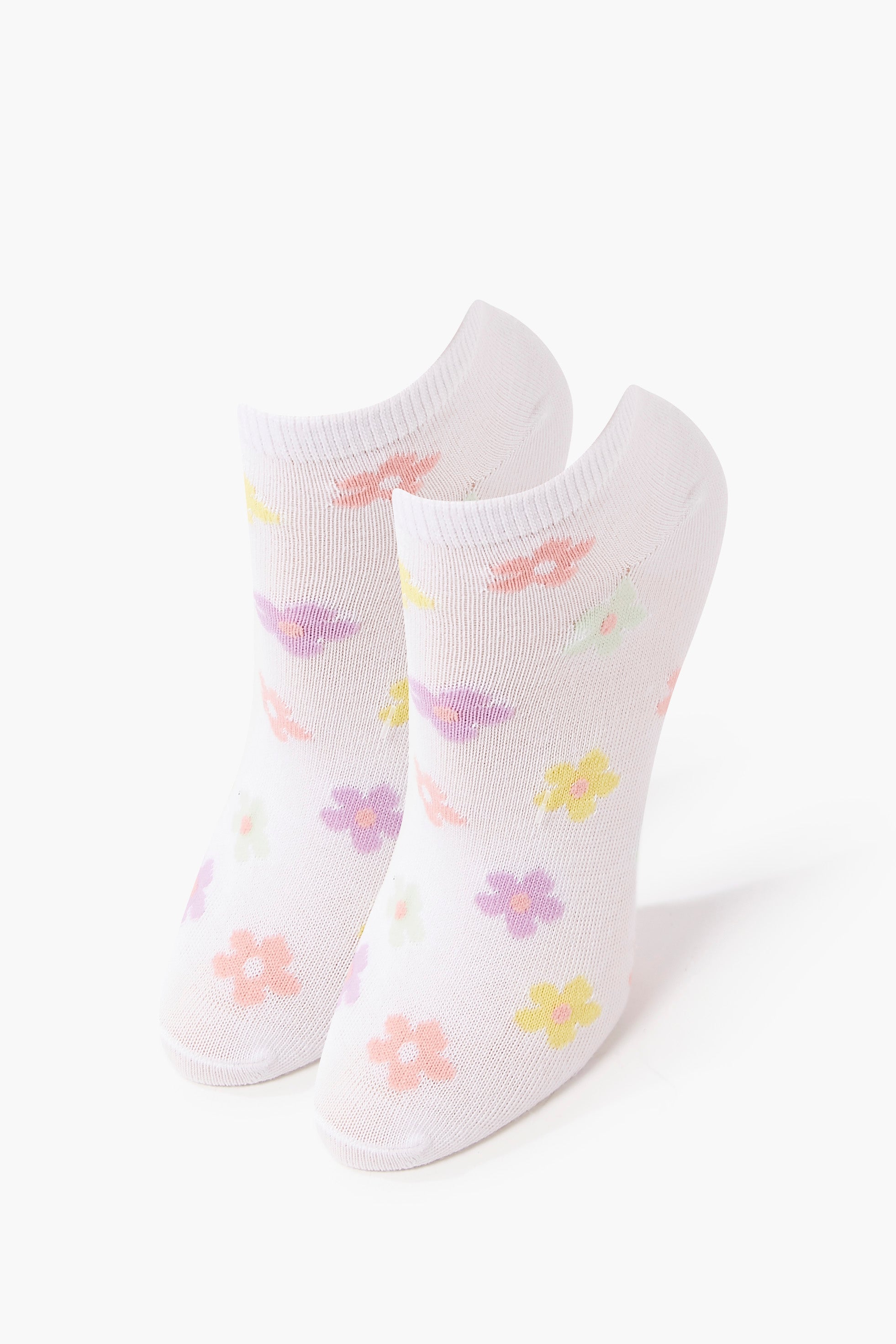 Whitemulti Floral Print Ankle Socks 