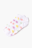 Whitemulti Floral Print Ankle Socks 1