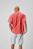 Red Mineral Wash Crew Neck Tee 4
