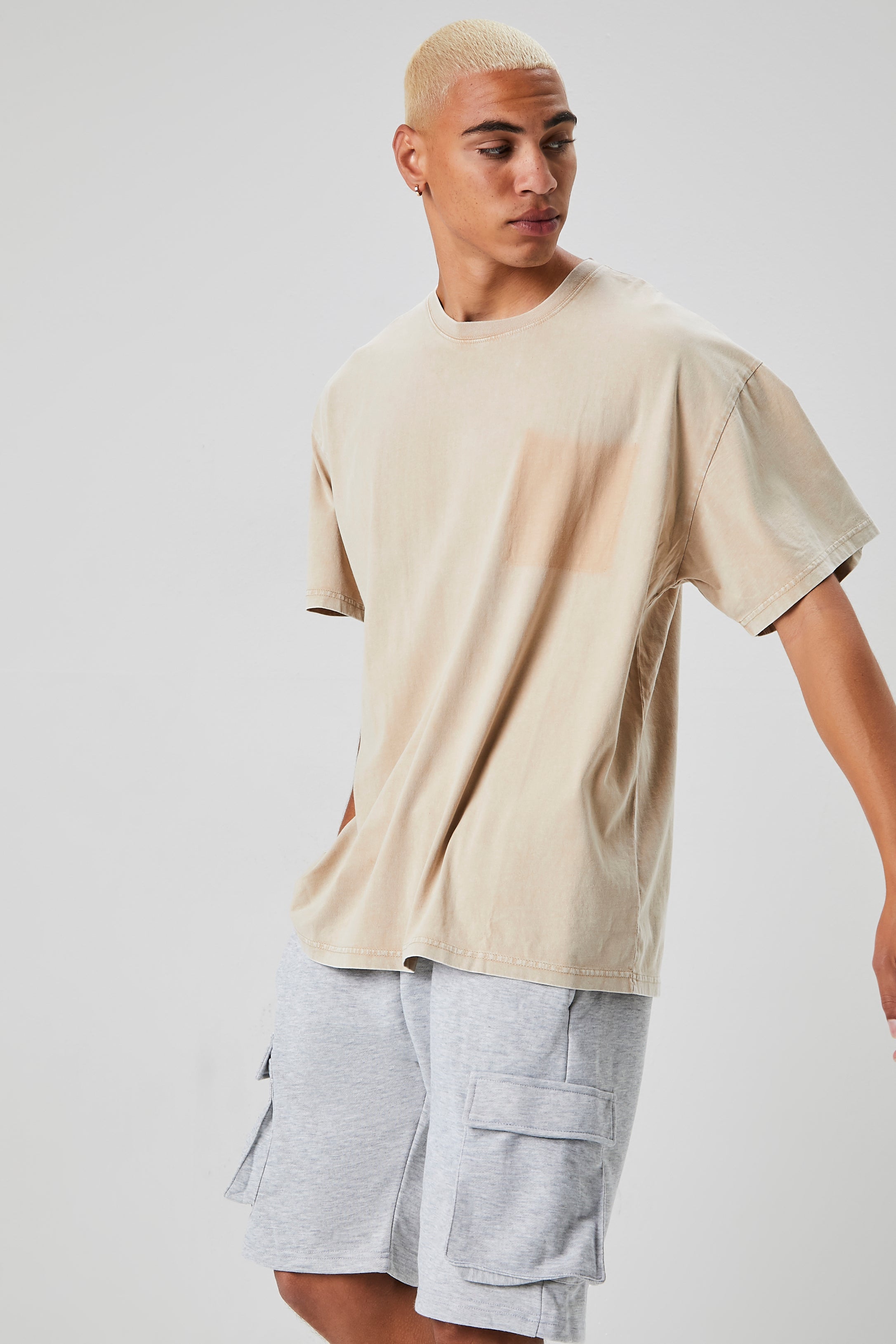 Taupe Mineral Wash Crew Neck Tee 2