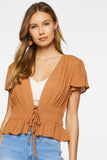 Maple Plunging Butterfly Sleeve Crop Top 
