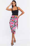 Blackpink Floral Midi Mock Wrap Skirt 
